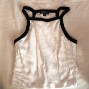 white and black crop top